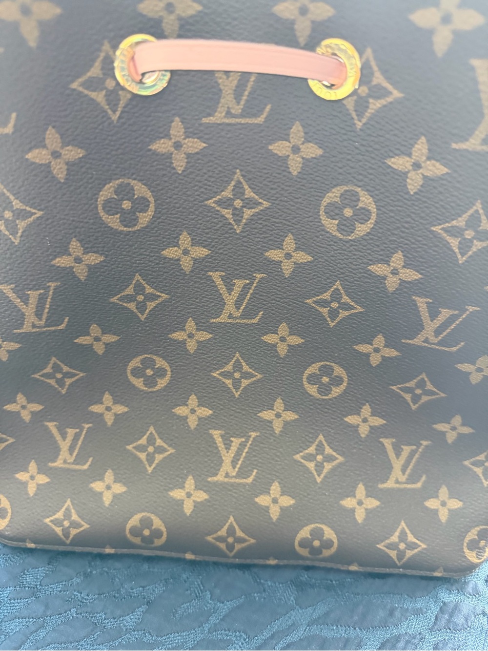 Louis Vuitton Brown Monogram Canvas Bucket Bag with Pink Trim - Picture 5 of 15